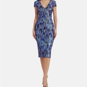 Dress The Population Sequined Bodycon Midi Dress Violet